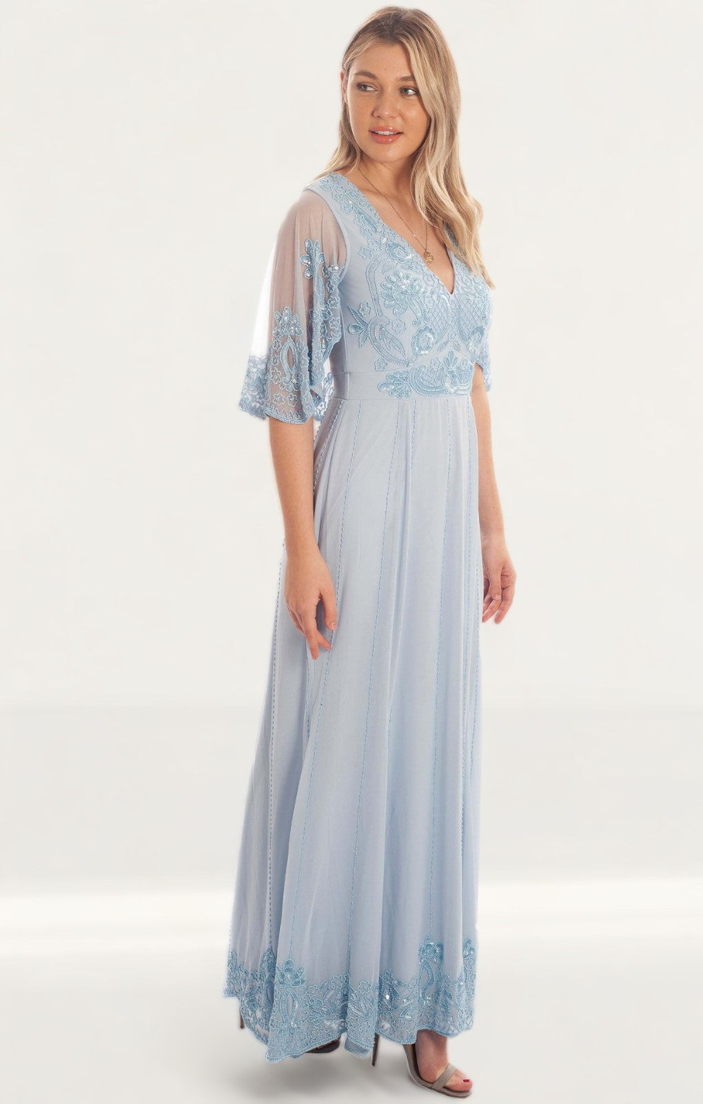 Frock & Frill Baby Blue Sequin Maxi Dress