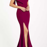 Dress The Population Georgina Dark Magenta One Shoulder Maxi Dress