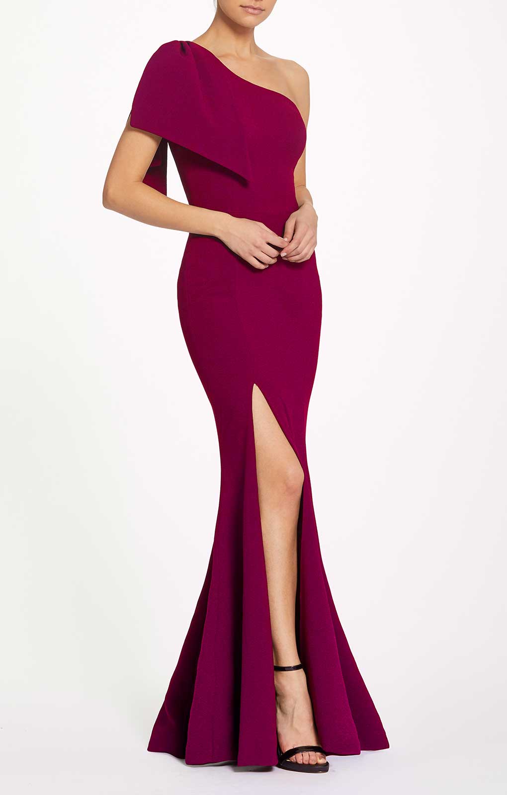 Dress The Population Georgina Dark Magenta One Shoulder Maxi Dress