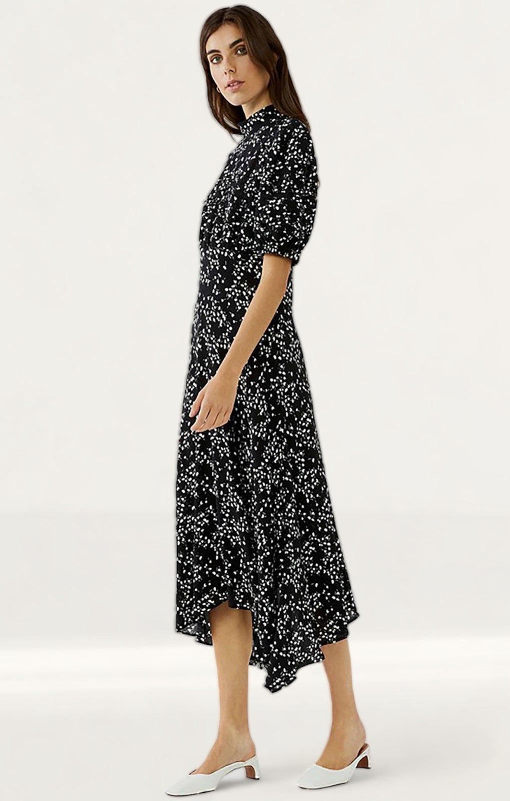 Ghost Black Ditsy Print Jenna Midi Dress