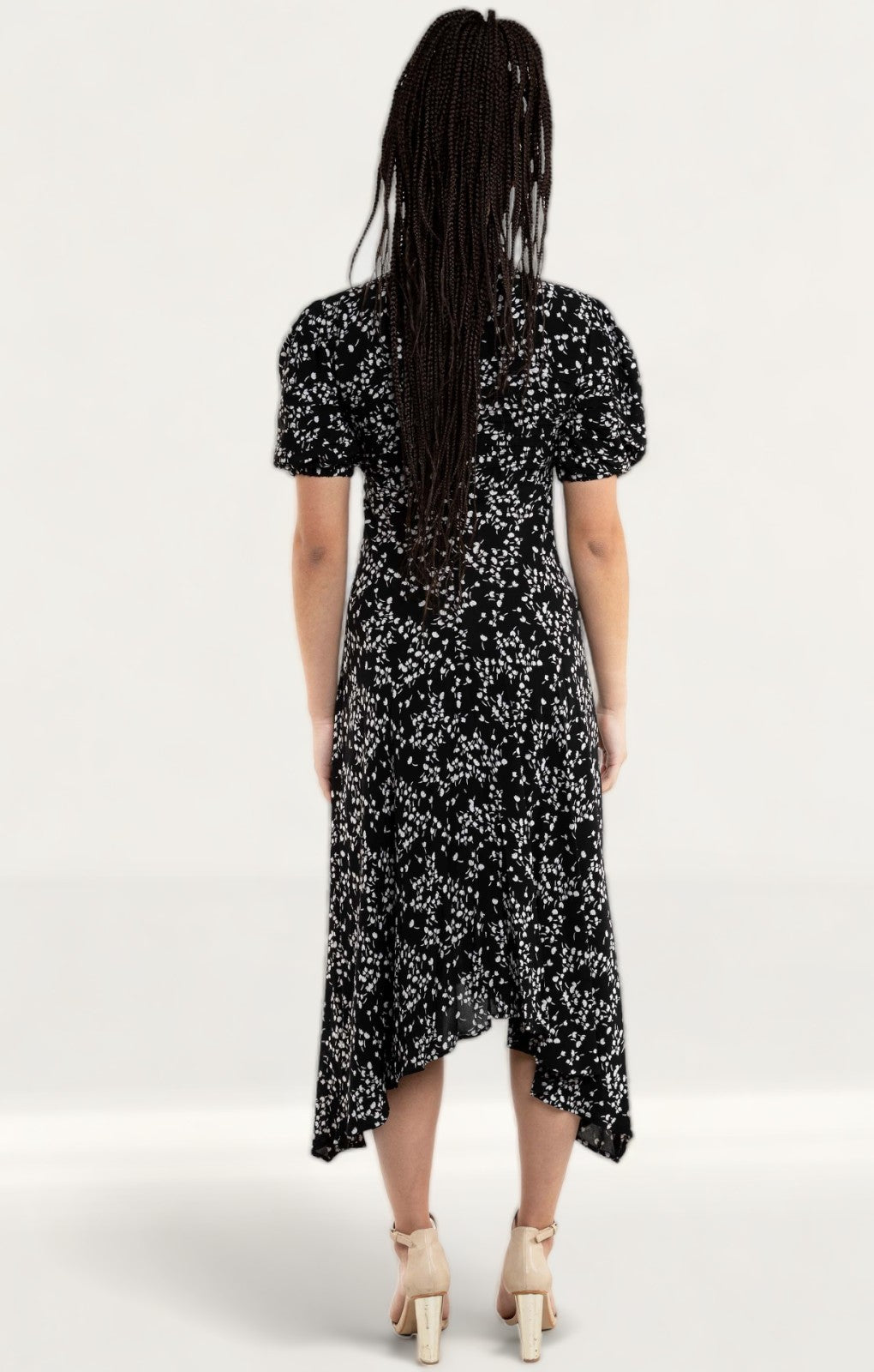 Ghost Black Ditsy Print Jenna Midi Dress