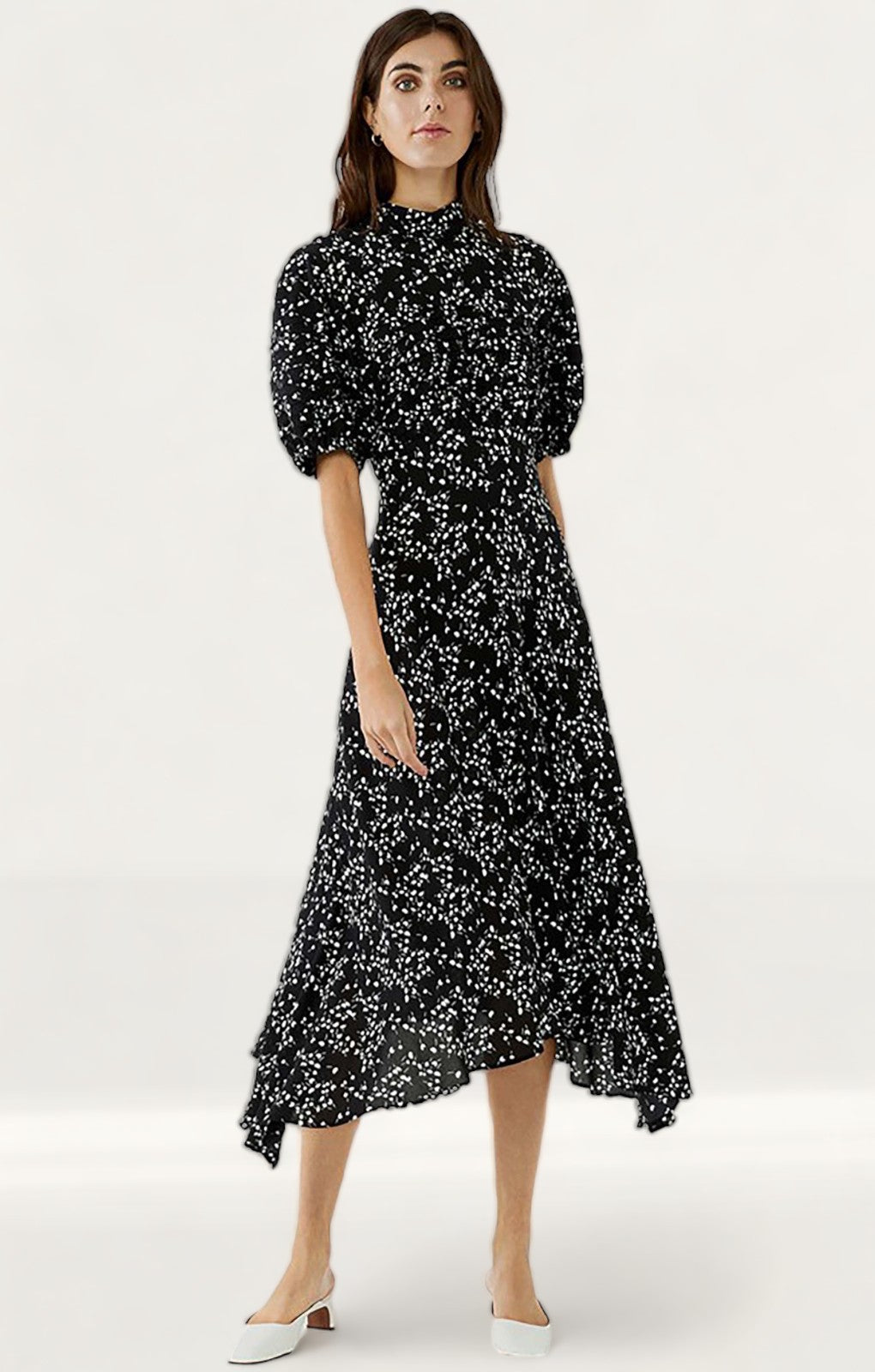 Ghost Black Ditsy Print Jenna Midi Dress