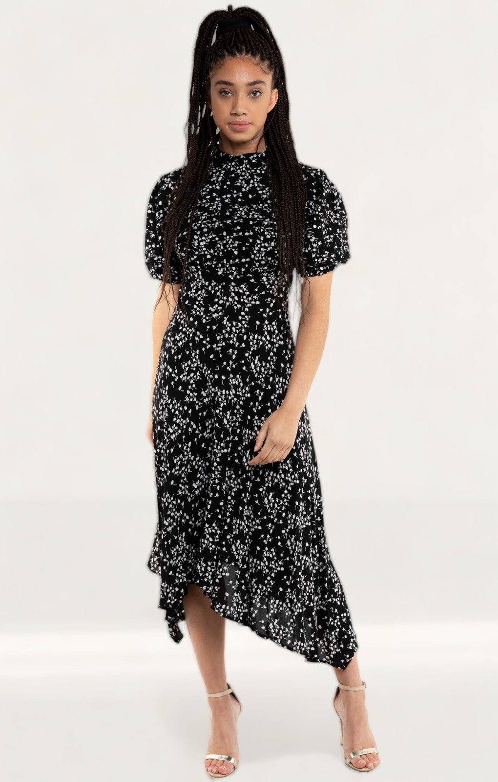 Ghost Black Ditsy Print Jenna Midi Dress