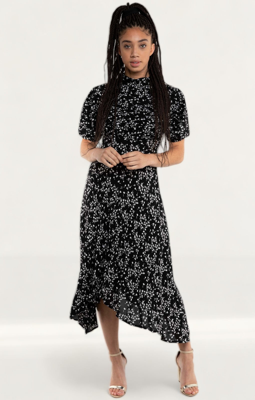 Ghost Black Ditsy Print Jenna Midi Dress