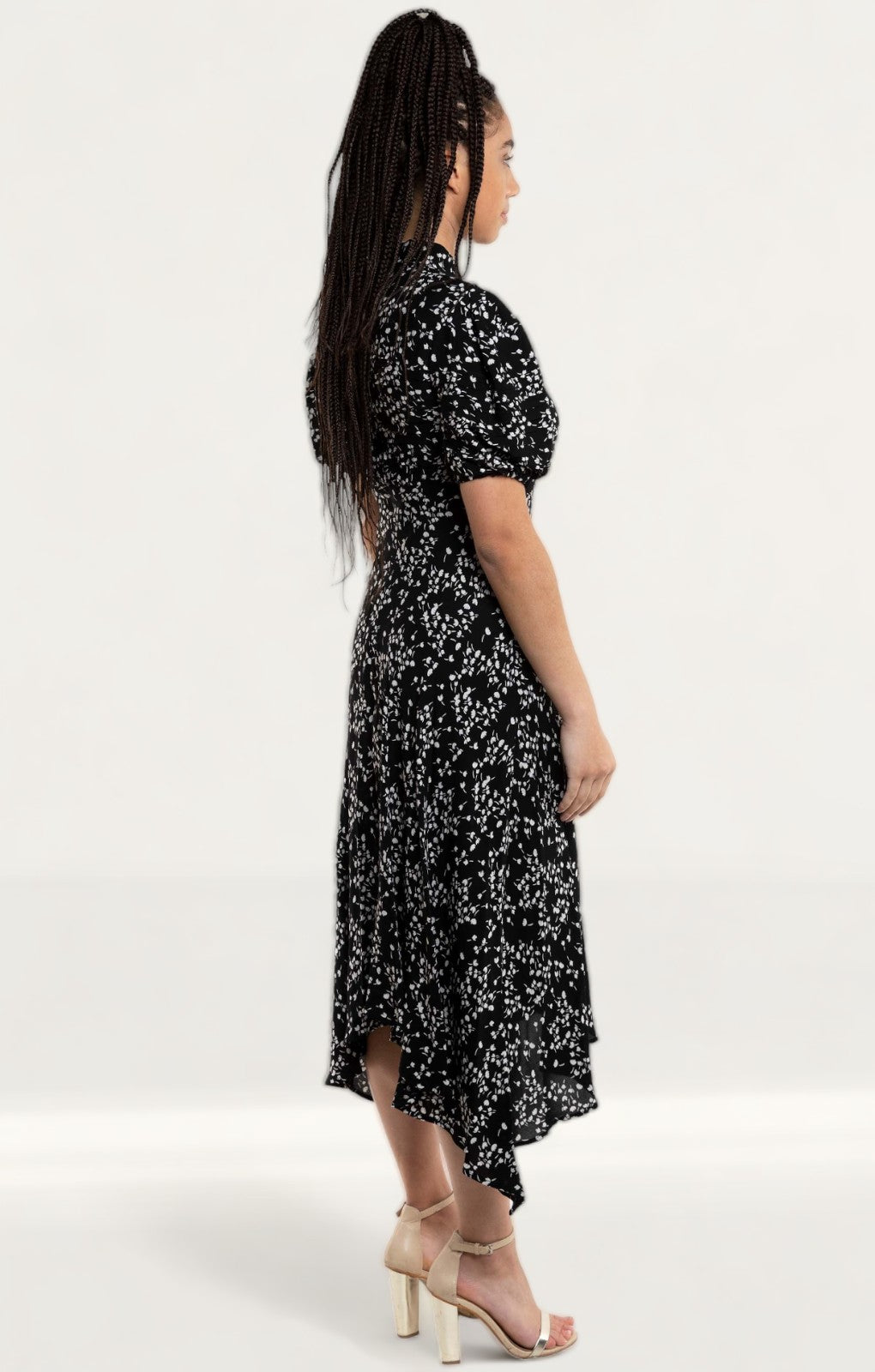 Ghost Black Ditsy Print Jenna Midi Dress