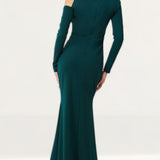 Goddiva Emerald Green Cutout Scuba Crepe Maxi Dress
