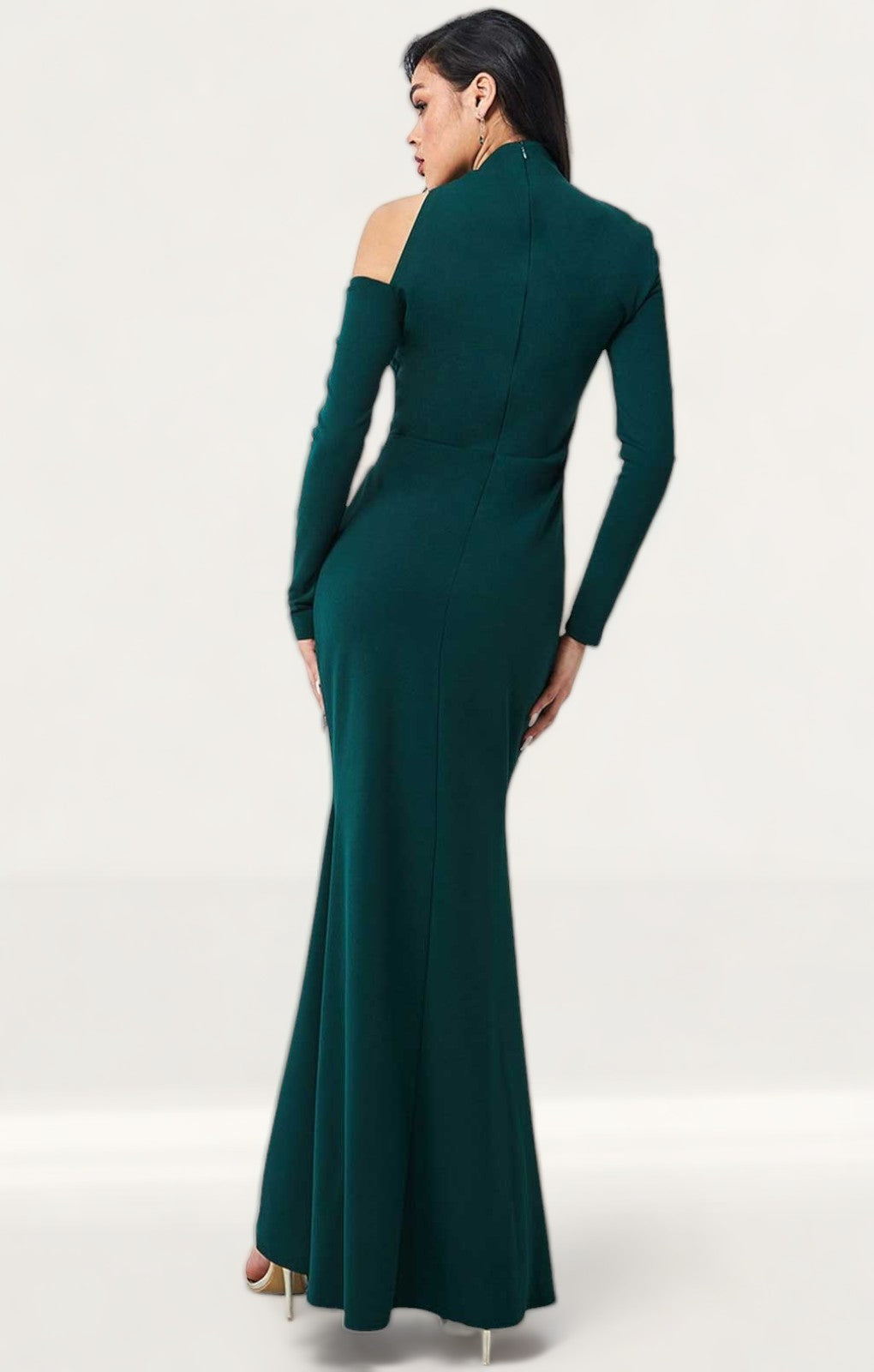 Goddiva Emerald Green Cutout Scuba Crepe Maxi Dress