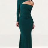 Goddiva Emerald Green Cutout Scuba Crepe Maxi Dress