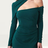 Goddiva Emerald Green Cutout Scuba Crepe Maxi Dress