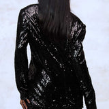 Boohoo Black Sequin Blazer & Wide Leg Co-Ord