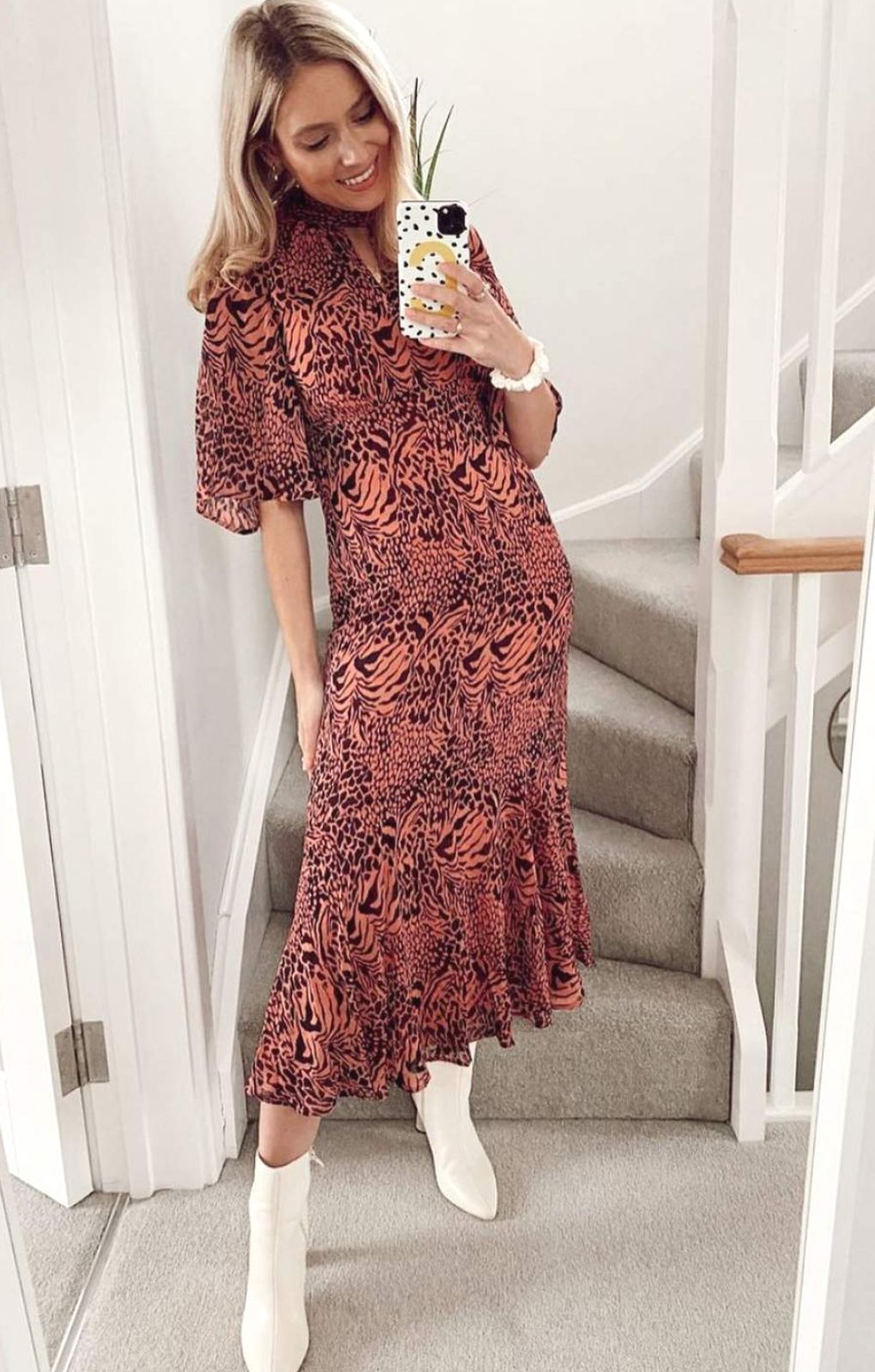 Whistles Desert Zebra Print Midi Dress