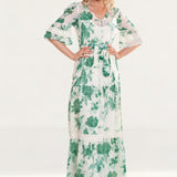 Hope & Ivy Bell Sleeve Maxi Dress With Tie Waist And Floral Print