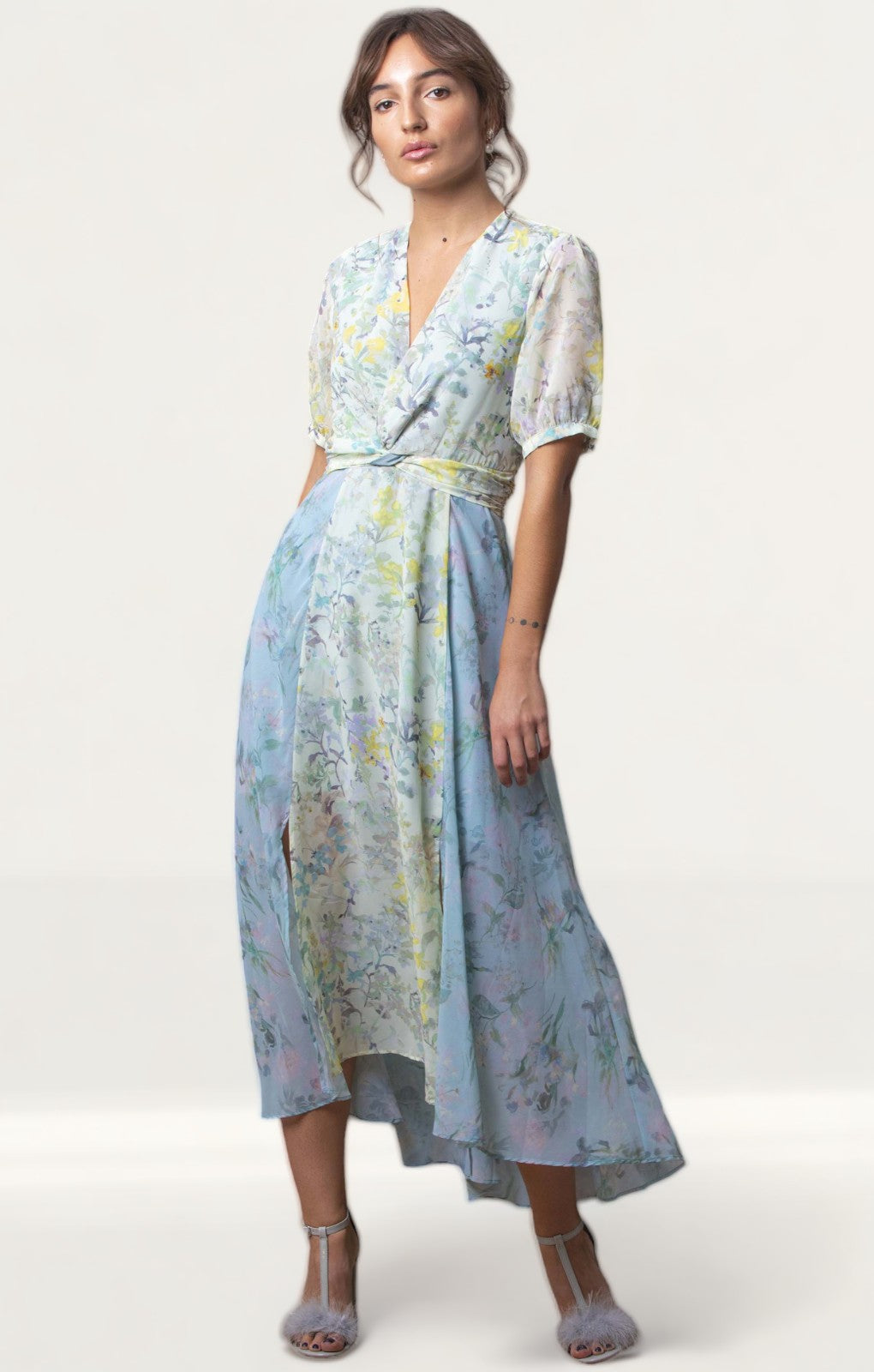 Hope & Ivy Floral Midi With Thigh Splits