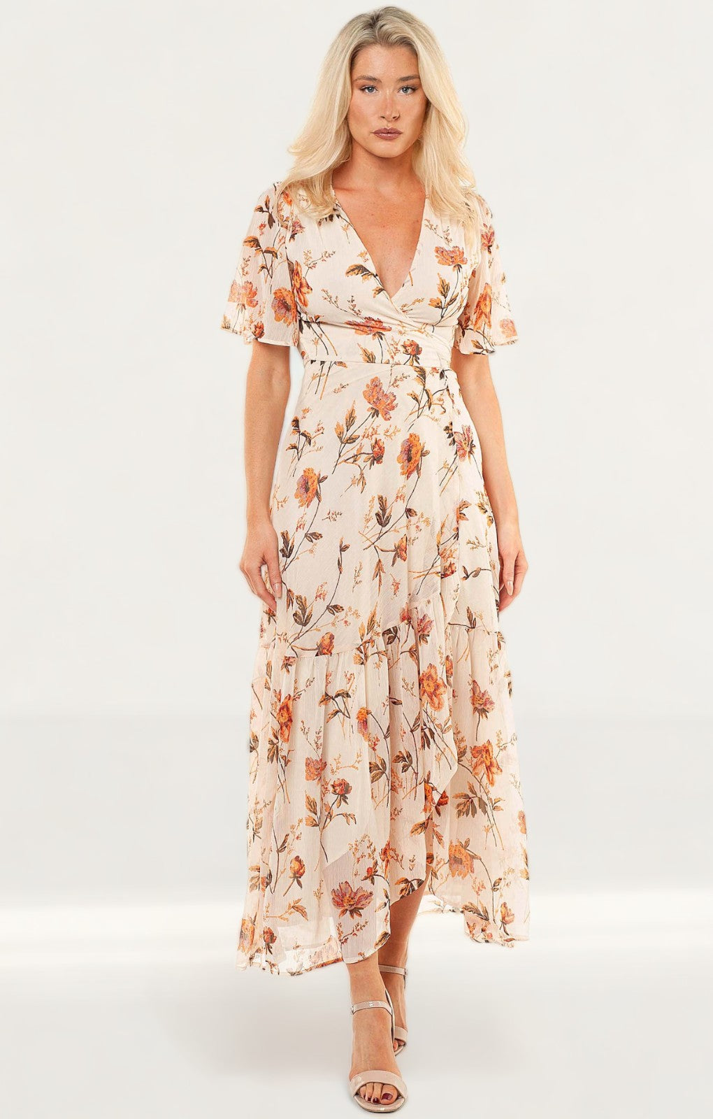 Hope & Ivy Orange Maya Wrap Dress