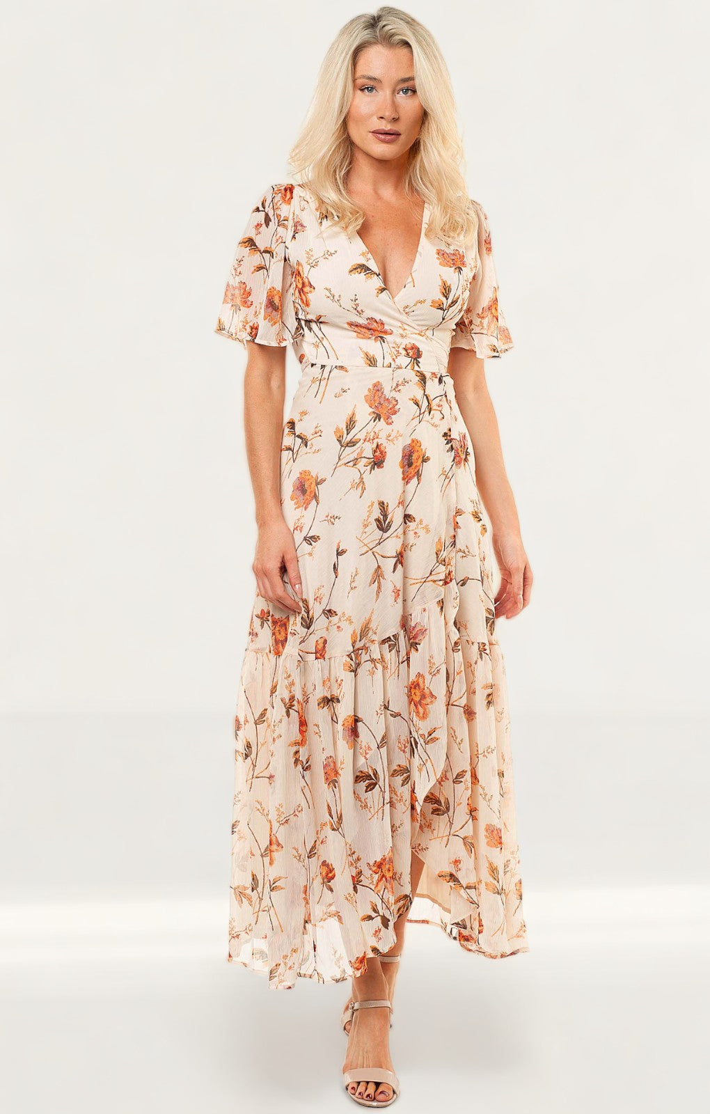 Hope & Ivy Orange Maya Wrap Dress