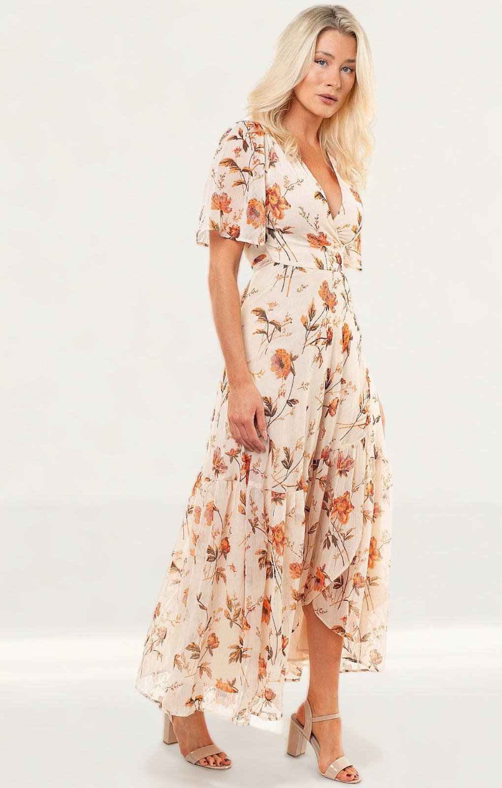Hope & Ivy Orange Maya Wrap Dress