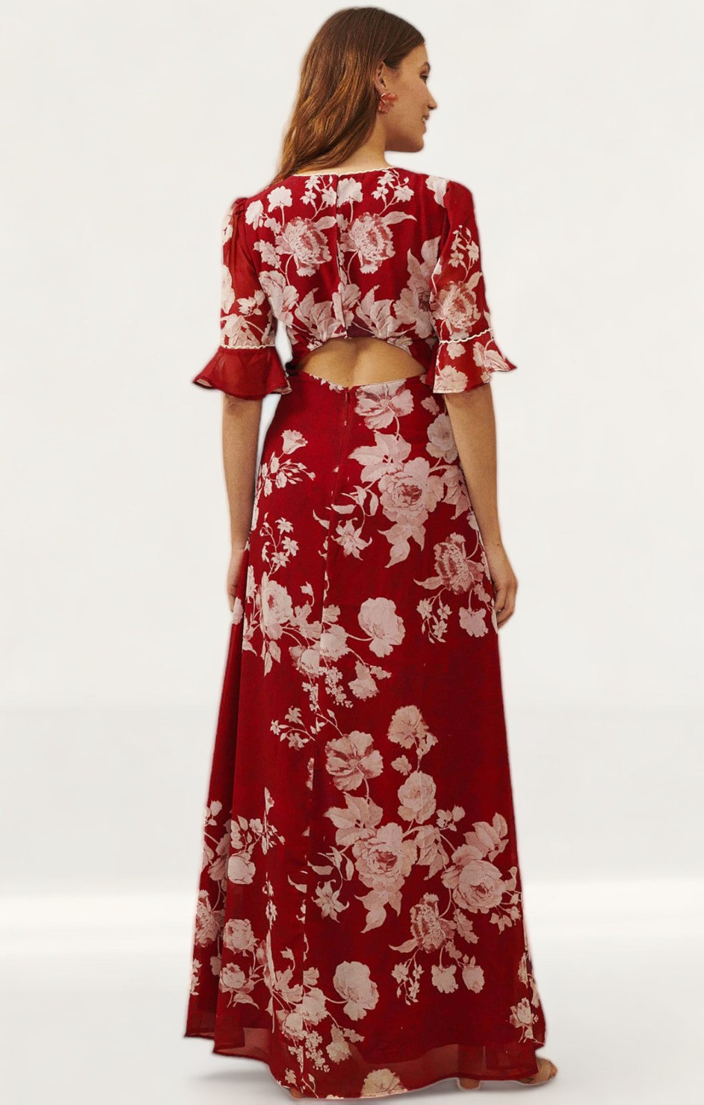 Hope & Ivy Red Helene Open Back Dress
