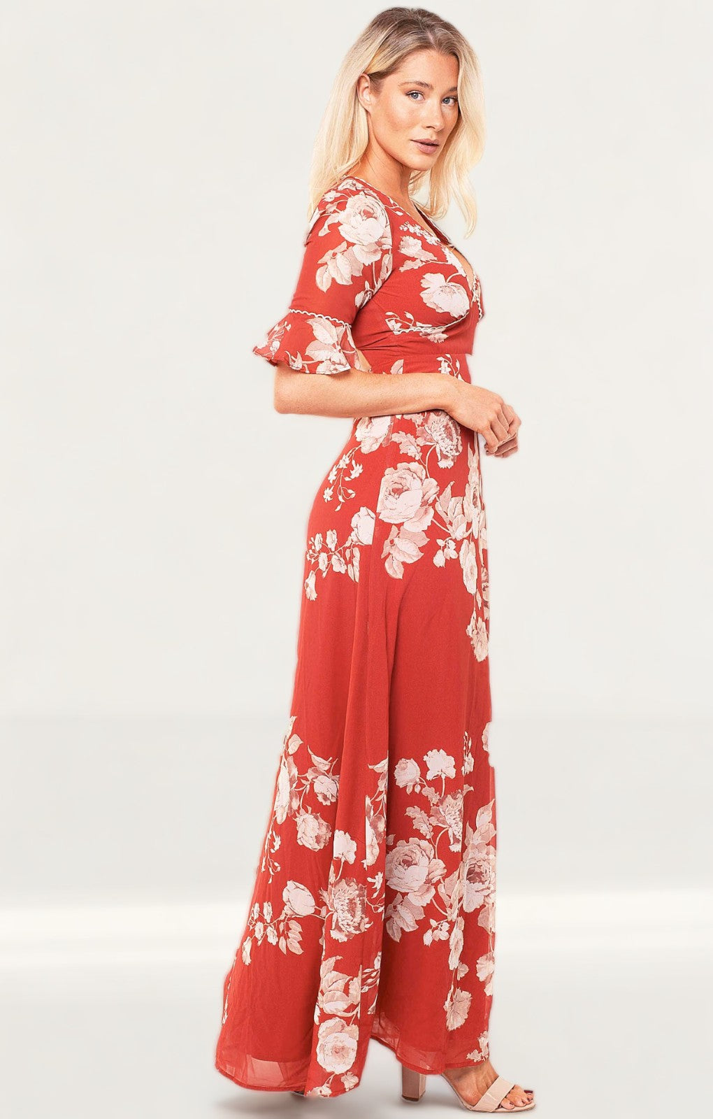 Hope & Ivy Red Helene Open Back Dress