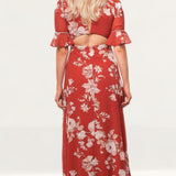 Hope & Ivy Red Helene Open Back Dress