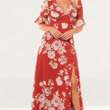 Hope & Ivy Red Helene Open Back Dress
