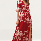 Hope & Ivy Red Helene Open Back Dress
