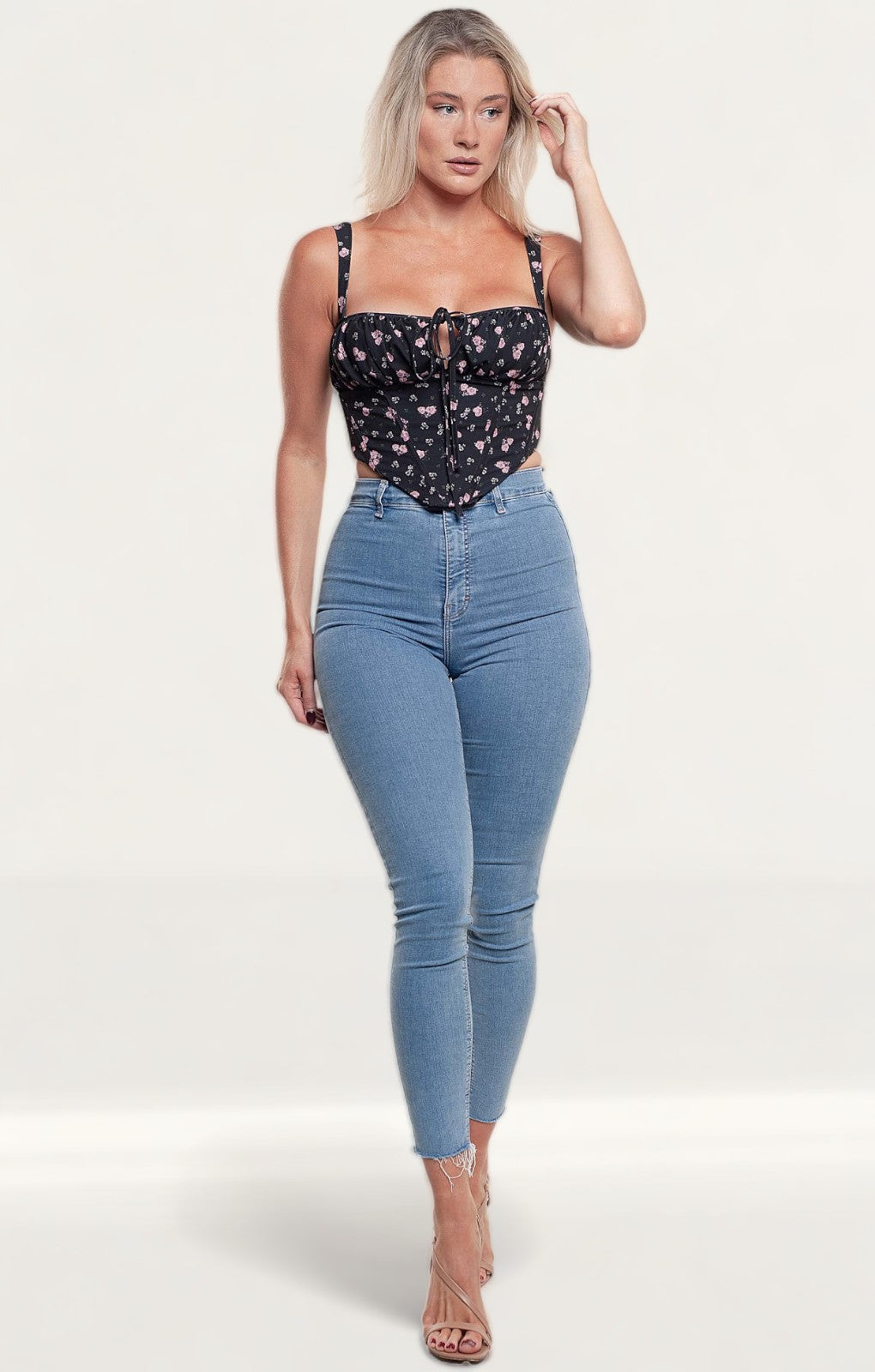House Of CB Gene Black Floral Corset Top