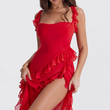 House of CB Ariela Cherry Ruffle Maxi Dress