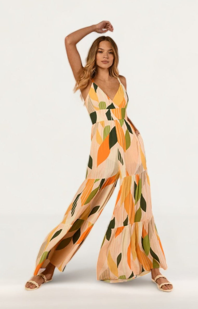 Hutch Zora Jumpsuit in Retro Geo Leaf
