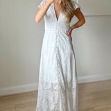 Hutch Nia Dress in White Monsteras Leaf