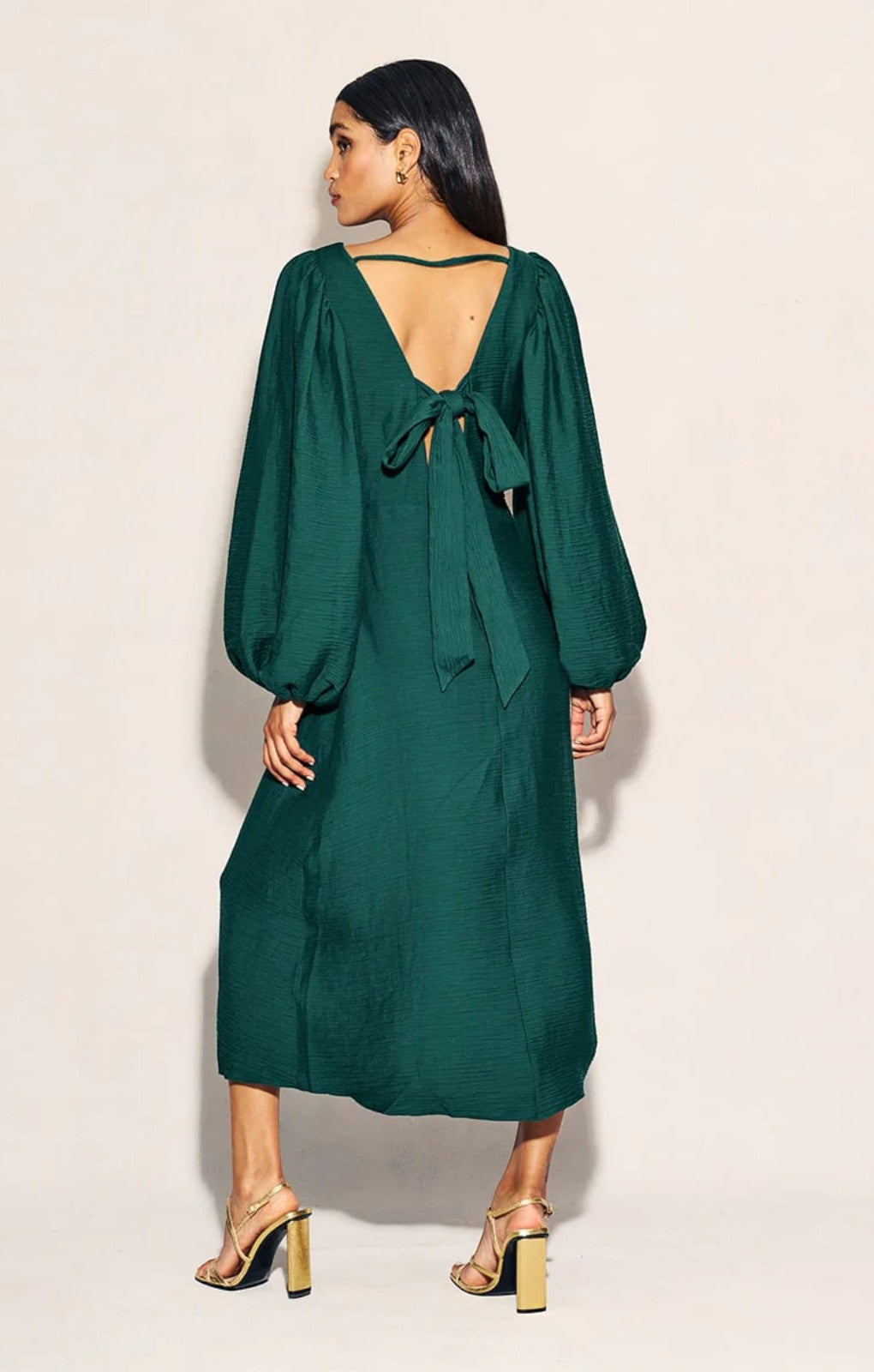 Nobody's Child Forest Green Balloon Sleeve Zendaya Midaxi Dress