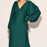 Nobody's Child Forest Green Balloon Sleeve Zendaya Midaxi Dress