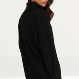 Nobody's Child Black Roll Neck Cable Knitted Mini Dress