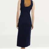 Karen Millen Compact Stretch Contrast Tipped Belted Pencil Midaxi Dress