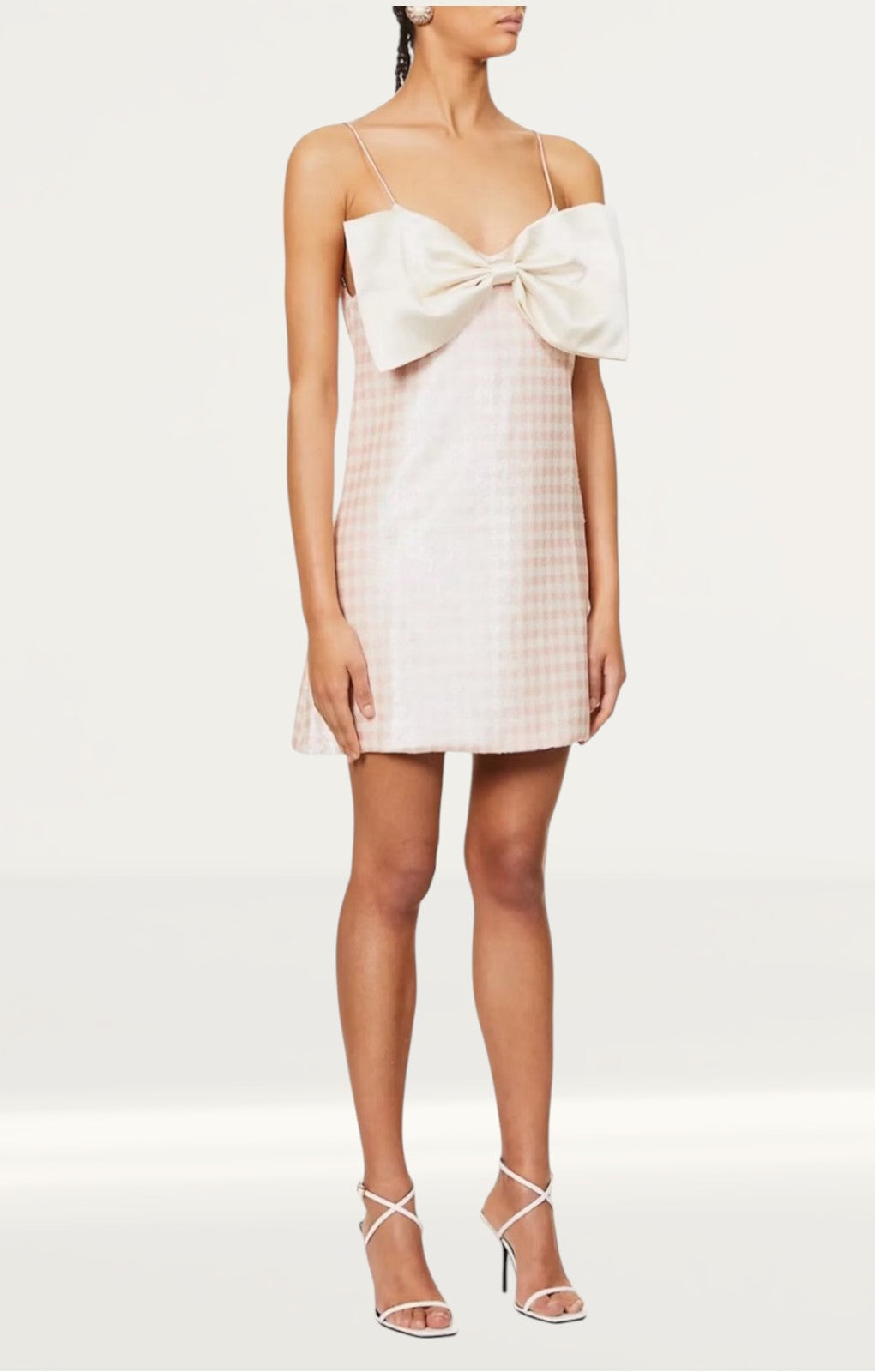 Harmur Big Bow Dress Pink Gingham Sequins