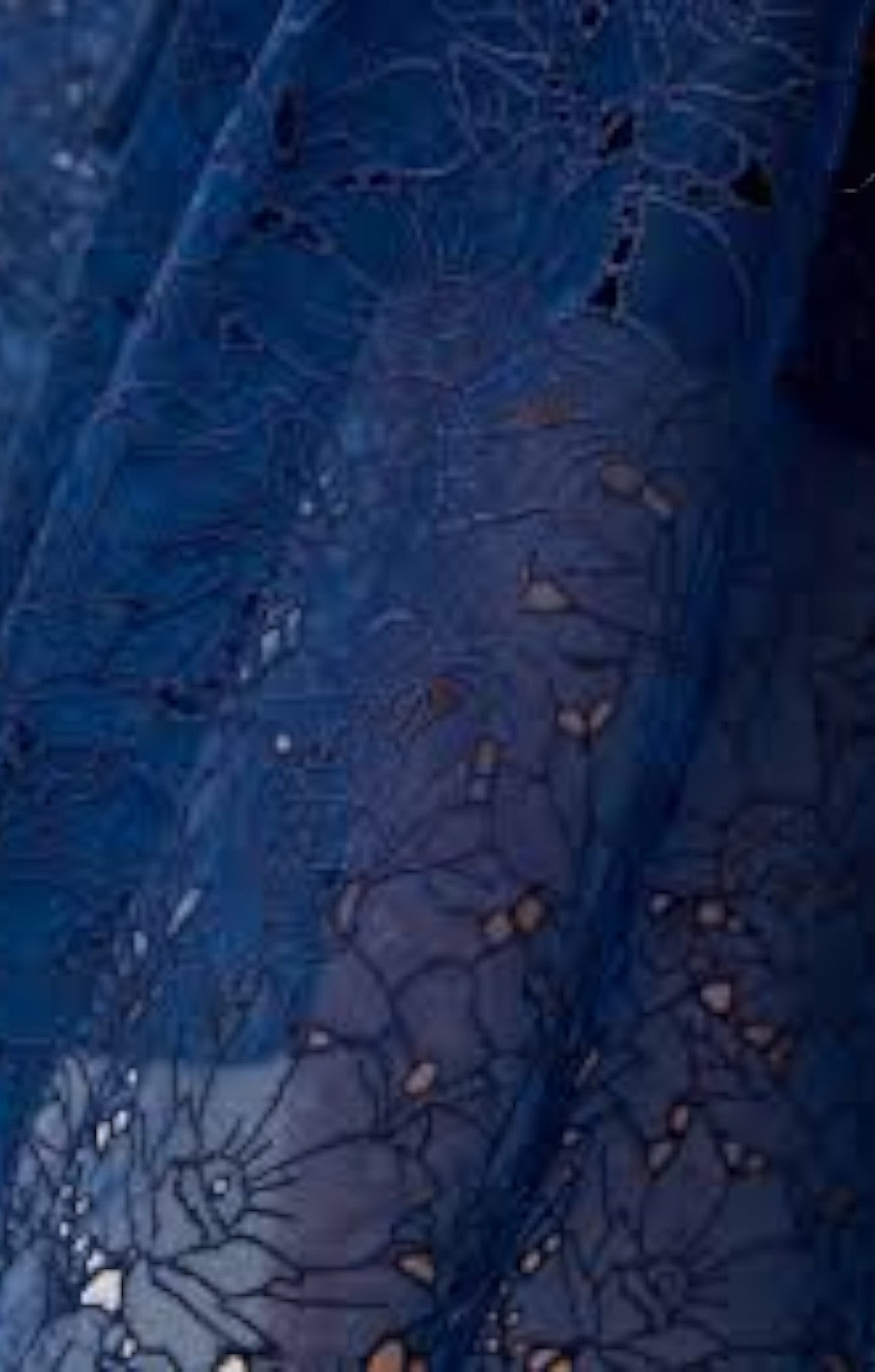 French Connection Embroidered Lace Strappy Dress in Midnight Blue