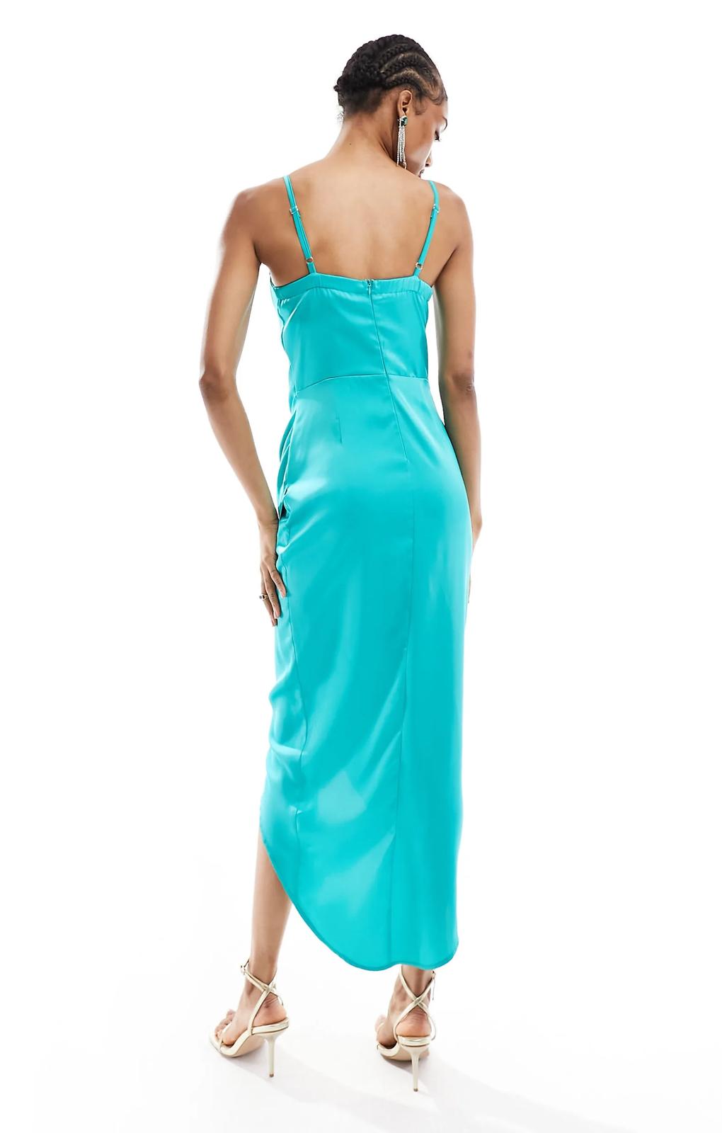 Jaded Rose Tall Cowl Neck Satin Midaxi Dress In Aqua Green – dresses by Jaded Rose Tall, available to rent from Hirestreet