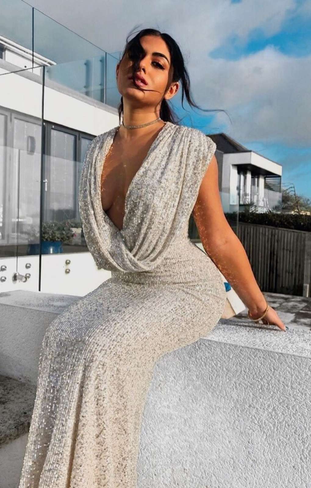 Jarlo Chloe Silver Maxi Dress