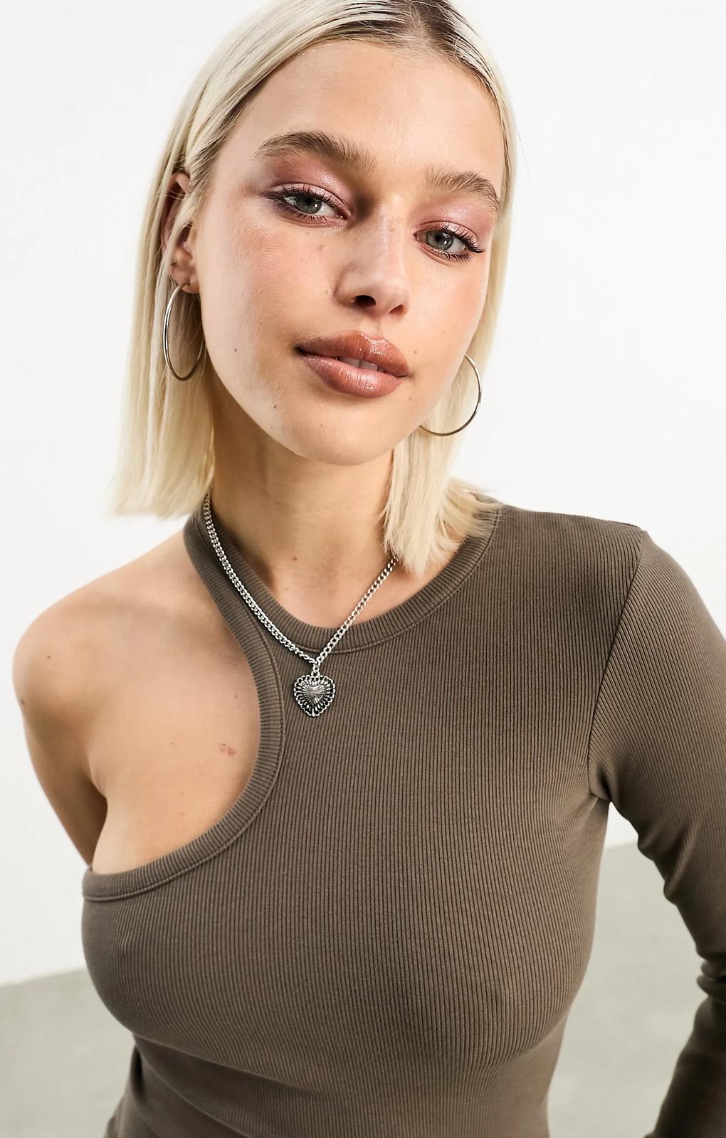 Jjxx Asymetric One Shoulder Midi Dress In Brown – dresses by JJXX, available to rent from Hirestreet
