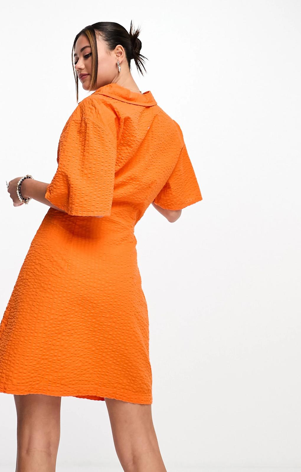 Jjxx Shirt Mini Dress With Cut Out Detail In Bright Orange – dresses by JJXX, available to rent from Hirestreet