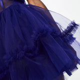 Lace And Beads Tulle Bandeau Mini Dress With Sheer Waist Detail In Blue – dresses by Lace & Beads, available to rent from Hirestreet