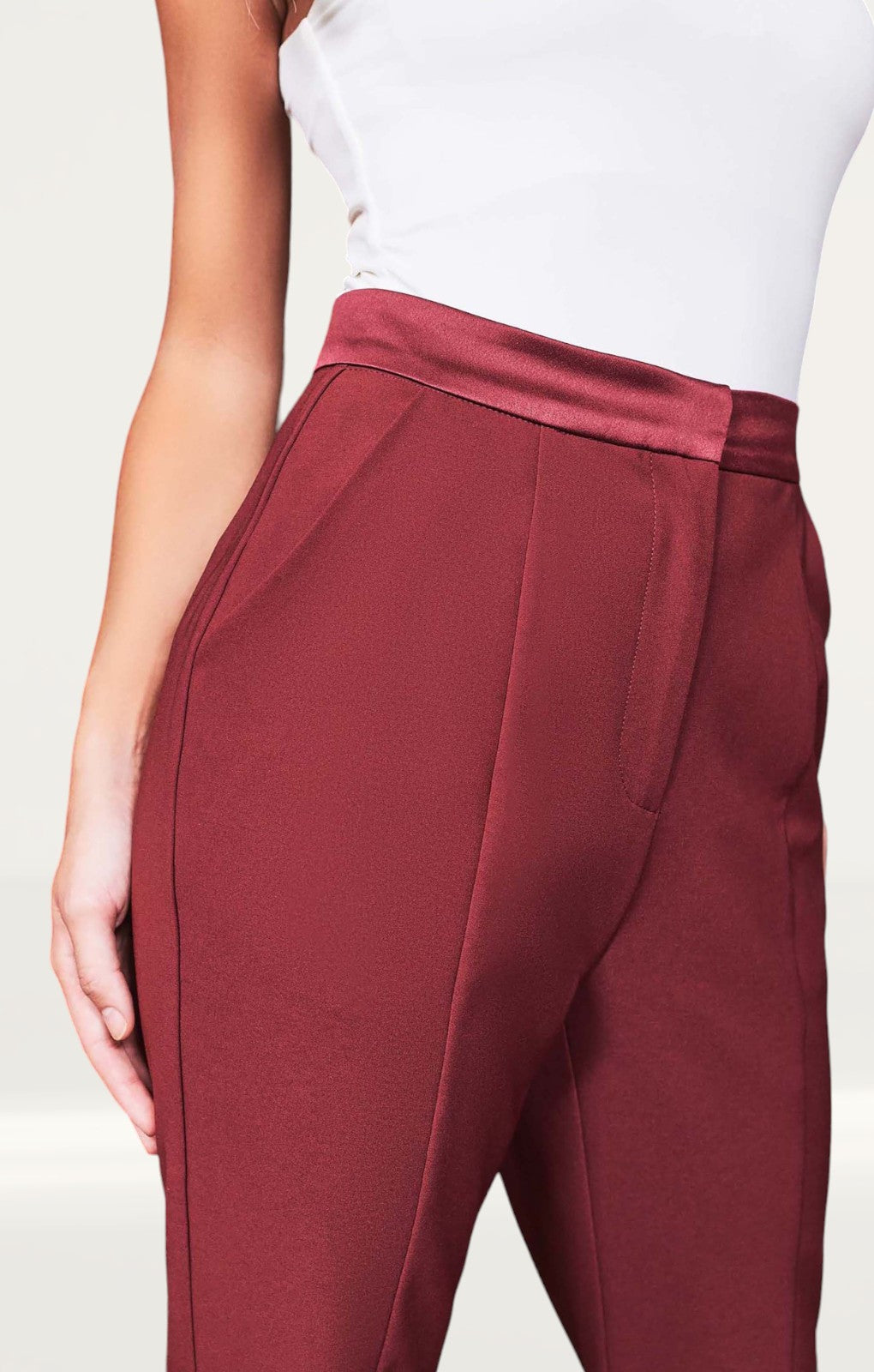 Lavish Alice Burgundy Corset Style Tailored Jacket And Flare Trousers