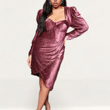 Lavish Alice Diamante Rose Velvet Asymmetric Corset Dress