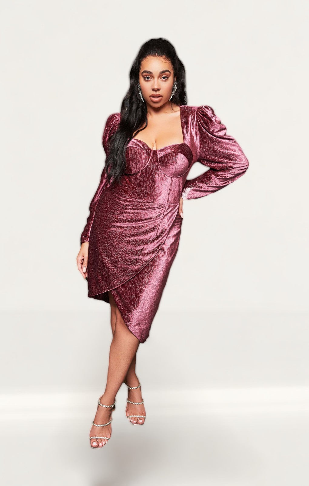 Lavish Alice Diamante Rose Velvet Asymmetric Corset Dress