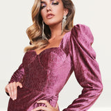 Lavish Alice Diamante Rose Velvet Asymmetric Corset Dress