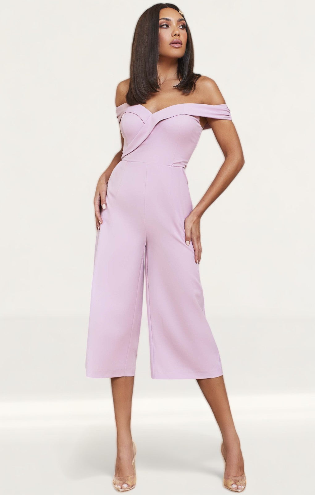 Lavish Alice Lilac Bardot Culotte Jumpsuit