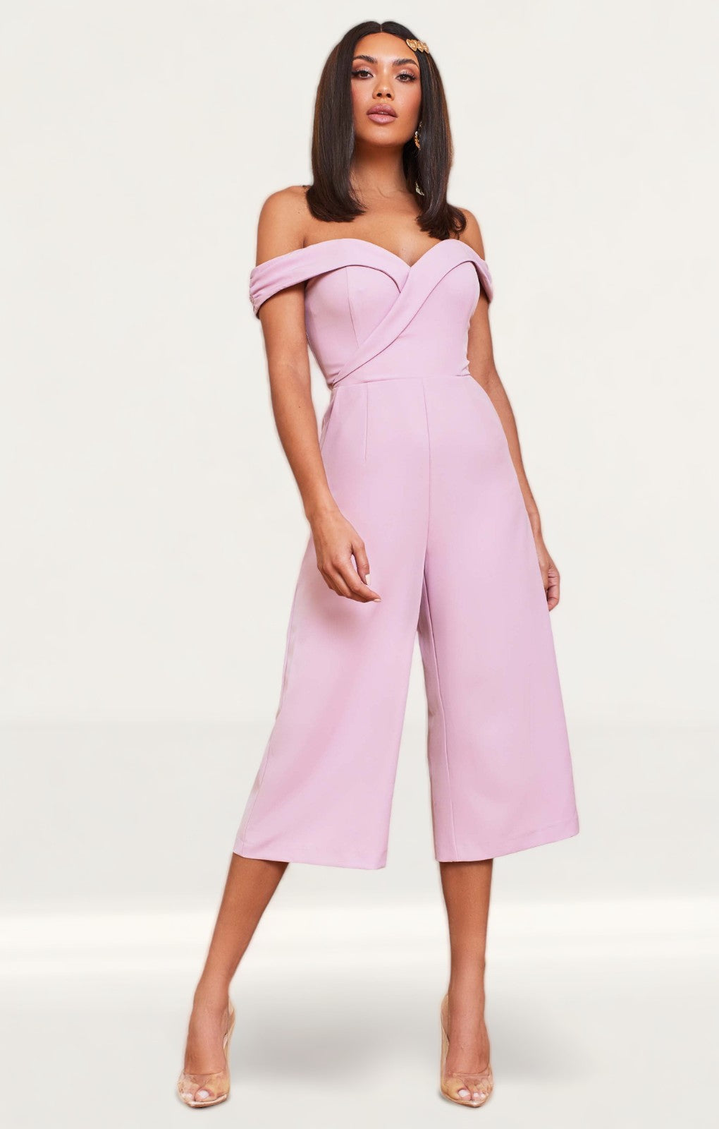 Lavish Alice Lilac Bardot Culotte Jumpsuit