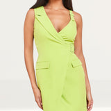 Lavish Alice Lime Buckle Detail Mini Blazer Dress