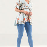 Lavish Alice Mint Floral Wrap Top