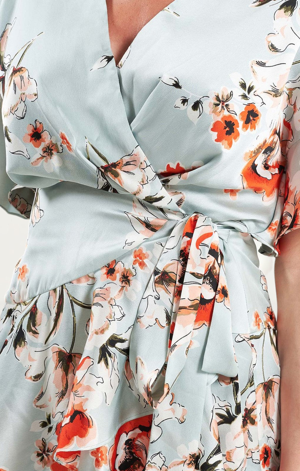 Lavish Alice Mint Floral Wrap Top
