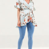 Lavish Alice Mint Floral Wrap Top